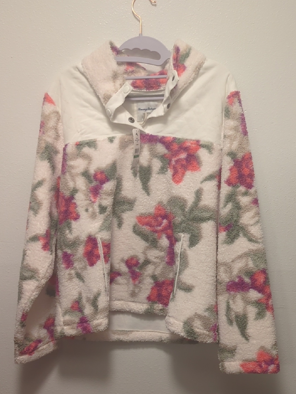 NWT Tommy Bahama Beachway Blooms Hybrid 1/4-Snap Pullover Size Large